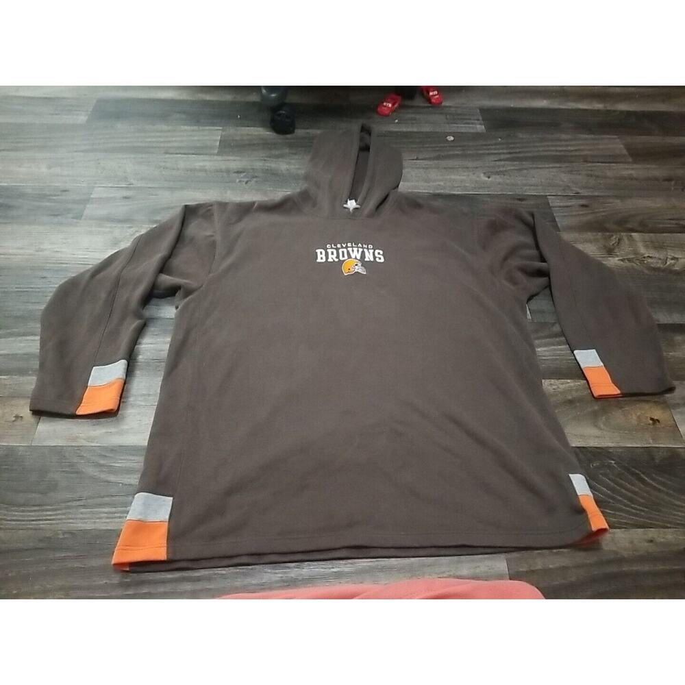NFL Men's Pullover Cleveland Browns Helmet Logo Hoodie Size Large Orange Gray